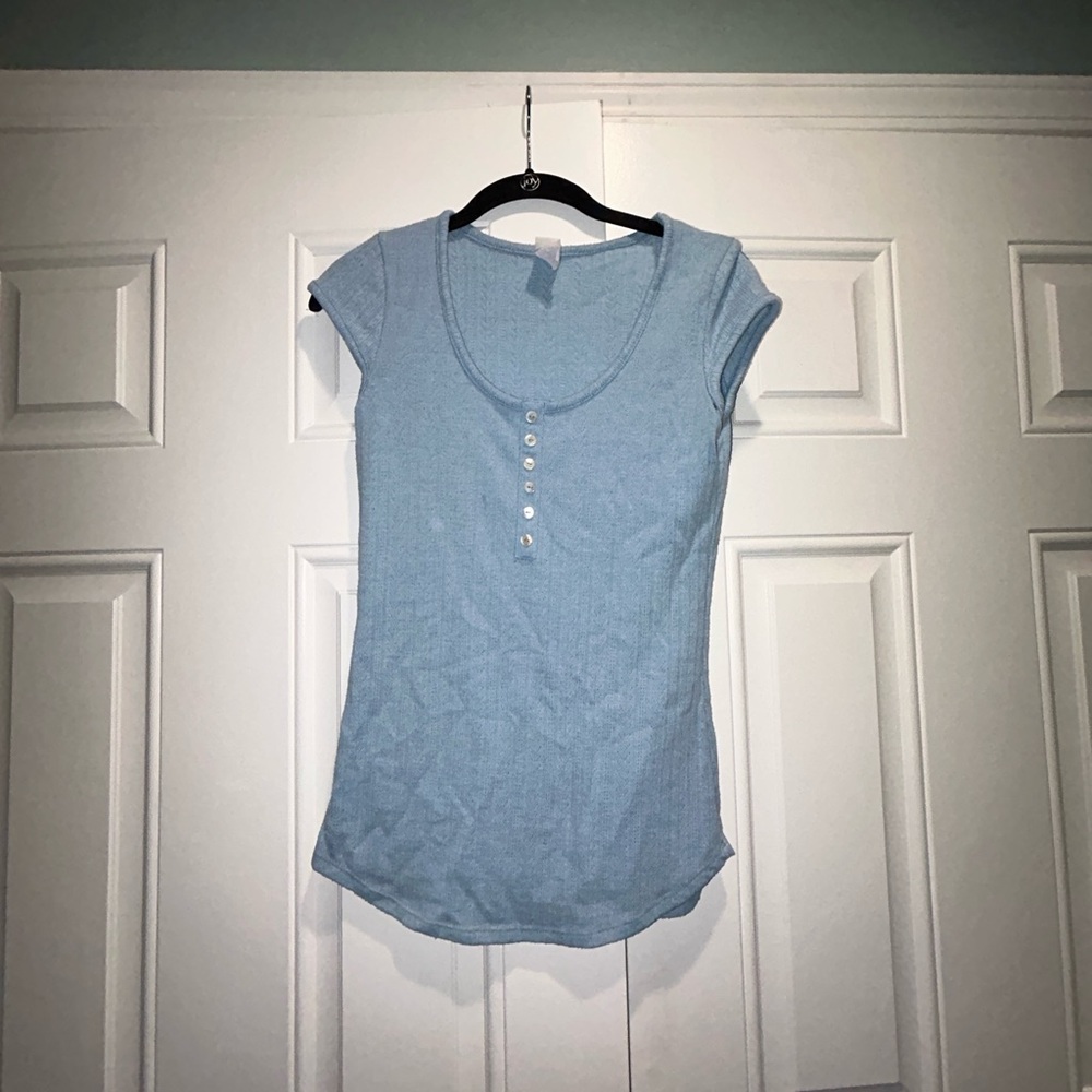 Light Blue Maternity Cap Sleeve Top